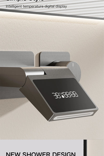 Intelligent Black Brass Bathroom Faucet Led Digital Display