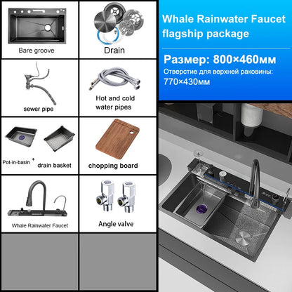 Silver Smart Sink Digital Display Waterfall Faucet Stainless
