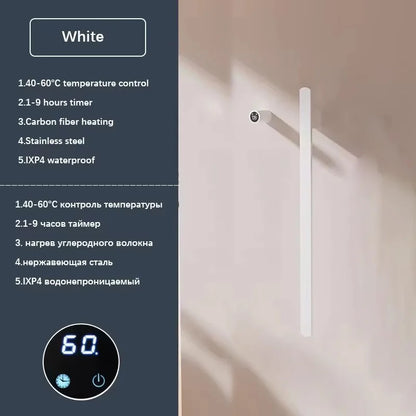 Gray Bathroom Towel Warmer Hidden Wires Electric Heated