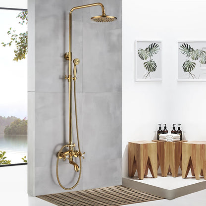 Golden Shower Bathroom Bath Shower Faucet Brass Swivel