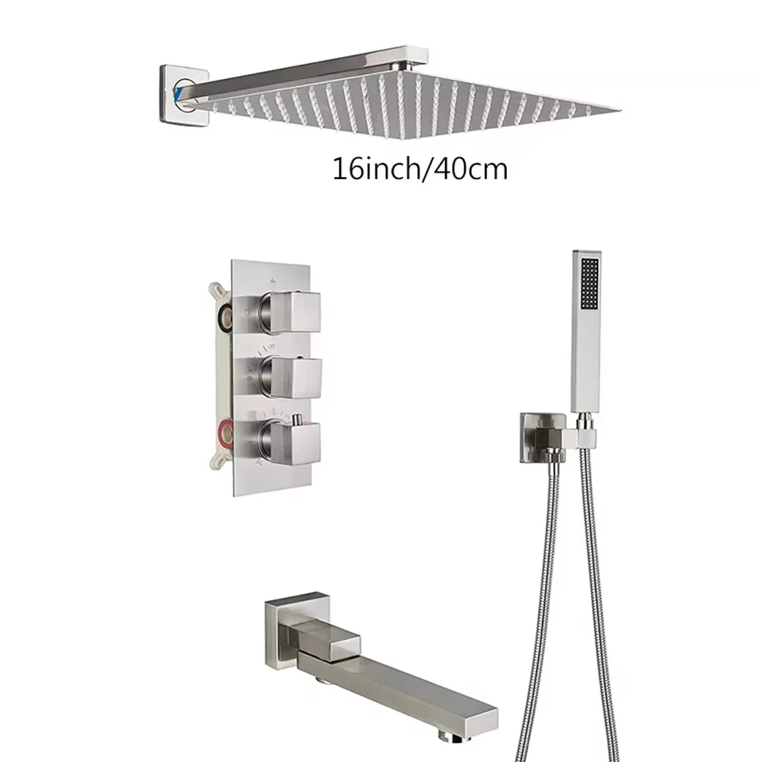 Thermostatic Shower Faucet Wall Concealed Waterfall Rainfall