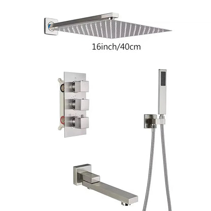Thermostatic Shower Faucet Wall Concealed Waterfall Rainfall