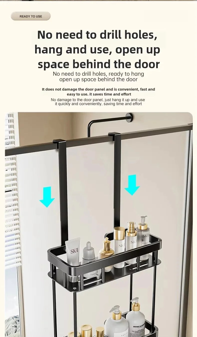 1pc 2-Tier Hanging Shower Caddy Over Door Bathroom