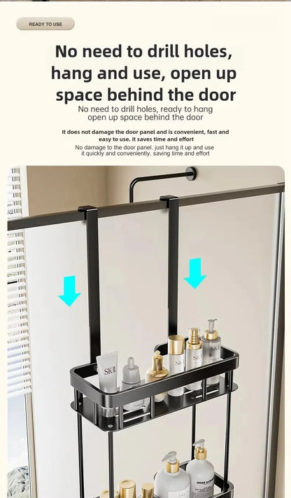 1pc 2-Tier Hanging Shower Caddy Over Door Bathroom