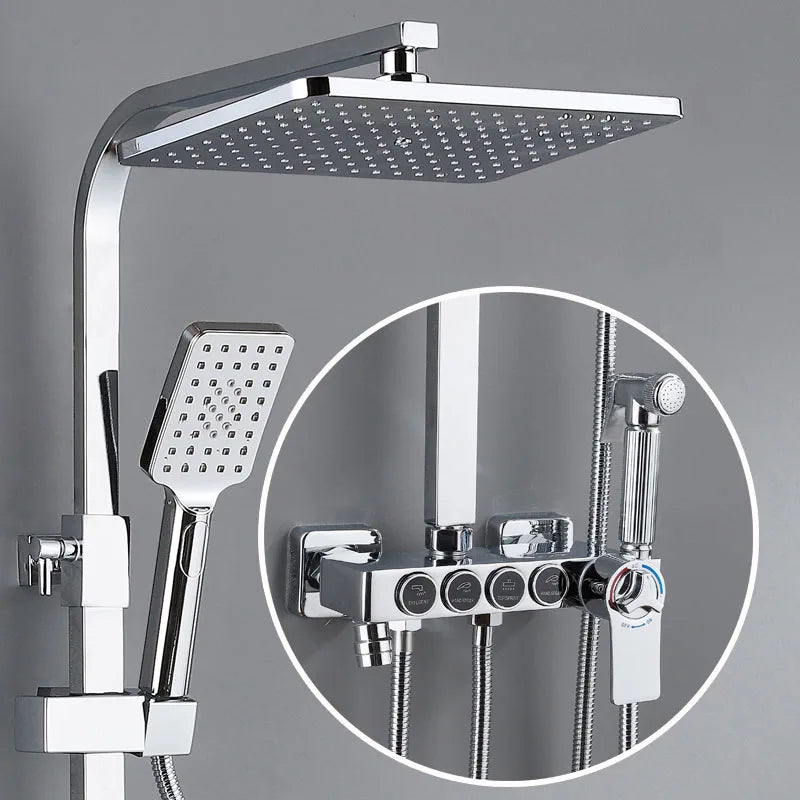 Luxury Cold Digital Bathroom Shower System Thermostatic Brass
