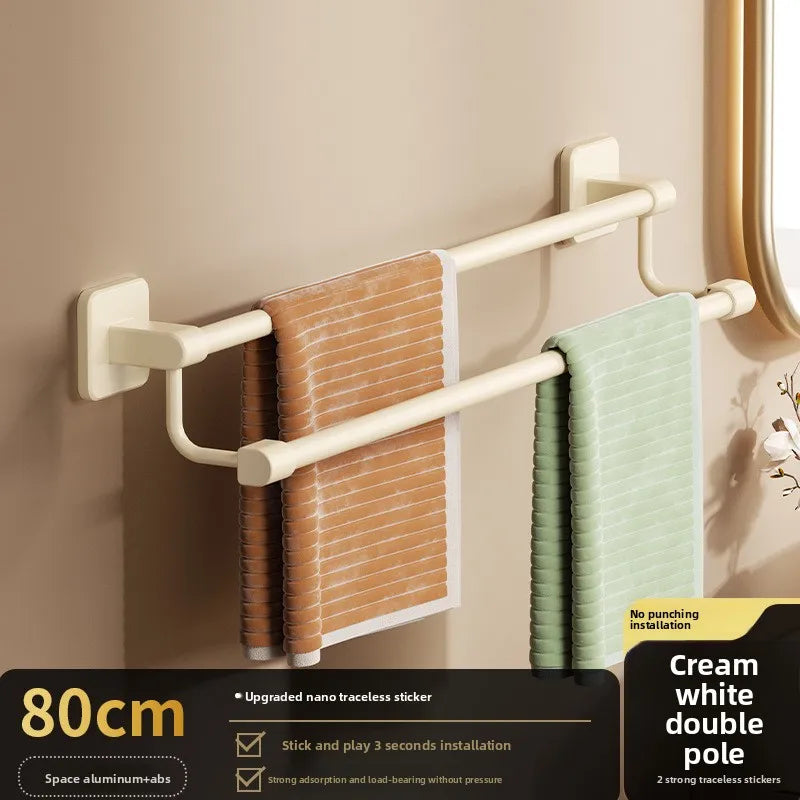 Adhesive Towel Rack 30-80cm Adjustable No Drill Bathroom