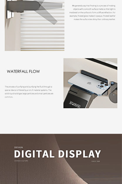Intelligent Black Brass Bathroom Faucet Led Digital Display