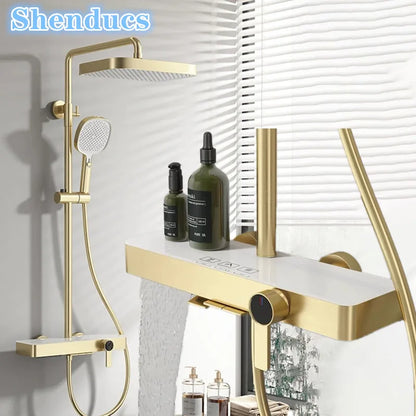 Brushed Gold Cold Bathroom Shower 12 Inch Rain