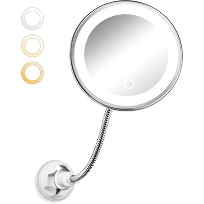 10x Magnifying Led Makeup Mirror Gooseneck Suction Cup
