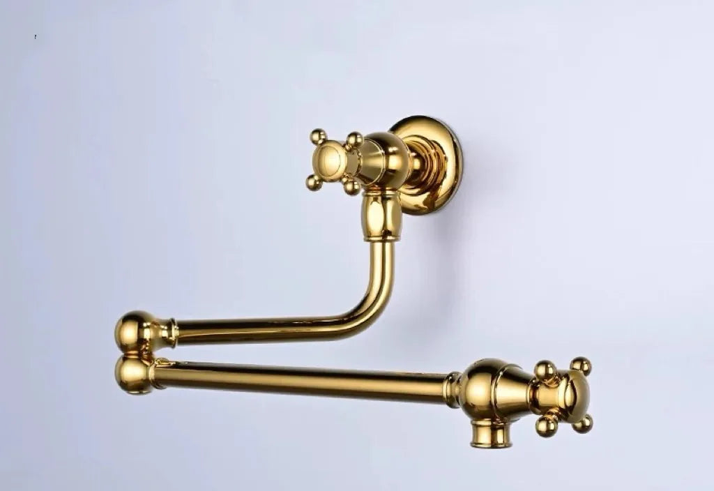 Brushed Gold Pot Filler Tap Wall Mounted Foldable