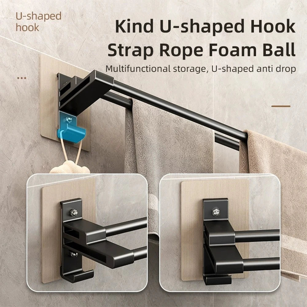 Bathroom Towel Rack Without Drilling Space Aluminum Shower