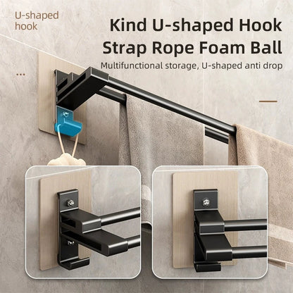 Bathroom Towel Rack Without Drilling Space Aluminum Shower