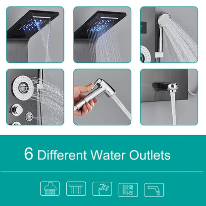 Shinesia Led Shower Panel Rainfall Bathroom Column Mixer