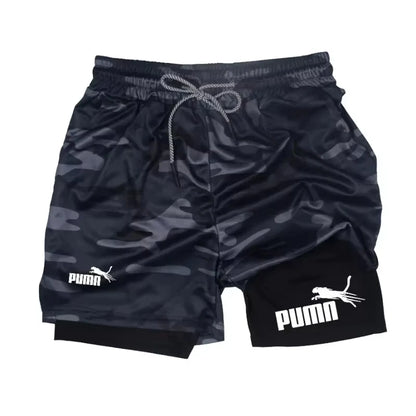 Men Summer Breathable 2-In-1 Double-Layer Compression Shorts