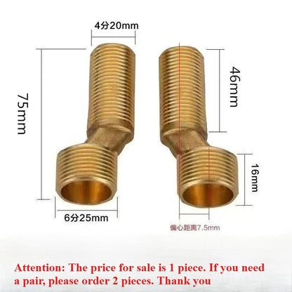 1pcs Copper Angled Curved Foot Lengthened Thickened Shower