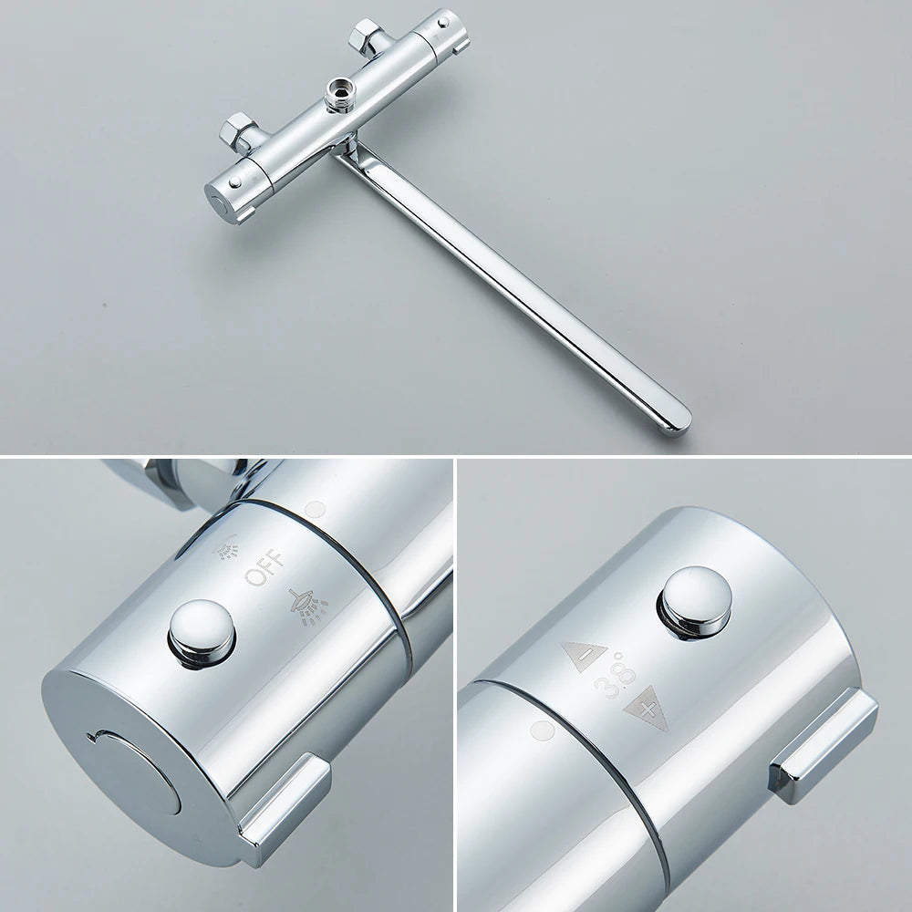 Chrome Thermostatic Shower Faucets Bathroom Thermostatic Mixer