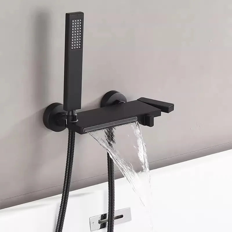 Tuqiu Gray Bathtub Shower & Cold Black Bathroom