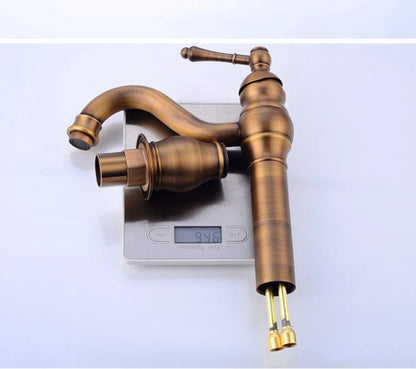 Antique Brass Basin Vessel Sink Faucet Deck Mounted