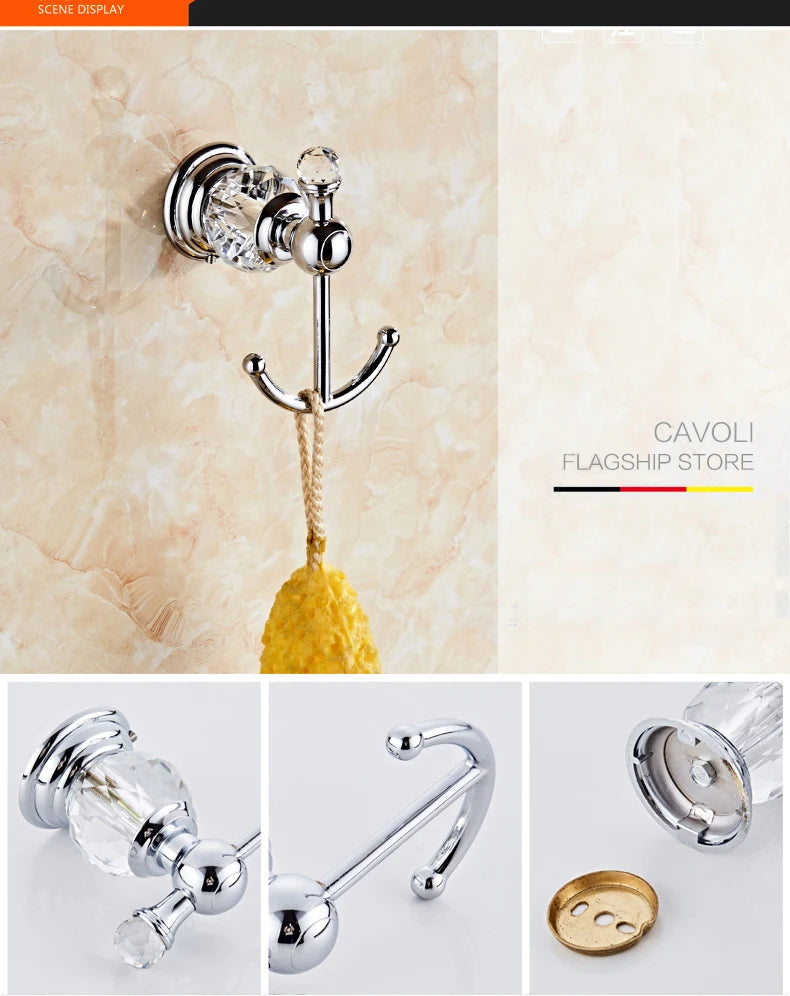 Luxury Crystal Silver Bathroom Chrome Polished Brass Bath