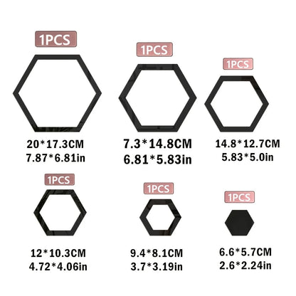 Hexagonal 2d Acrylic Wall Mirror Sticker Diy Geometric