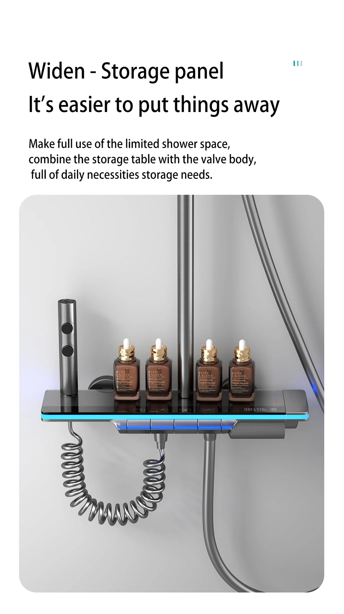 Luxury Smart Digital Temperature Shower System Bathroom Rain