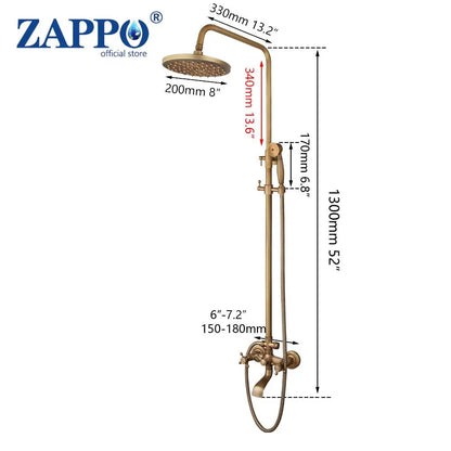 Zappo Antique Shower Wall Bathroom Bath Shower Faucet