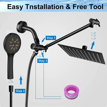 Black Simple Bathroom Shower Wall Mounted Bathroom Shower