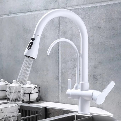 White Filter Pull Out Sink Mixer Faucets Quality