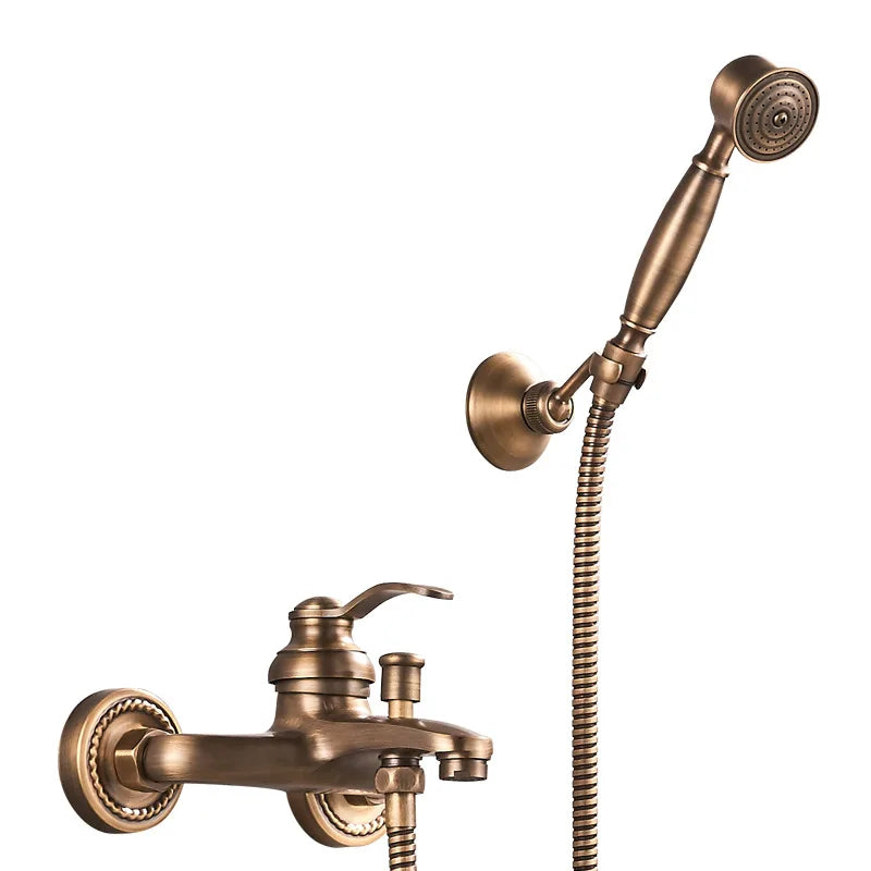 European Style Antique Retro Bathroom Shower Faucet Copper