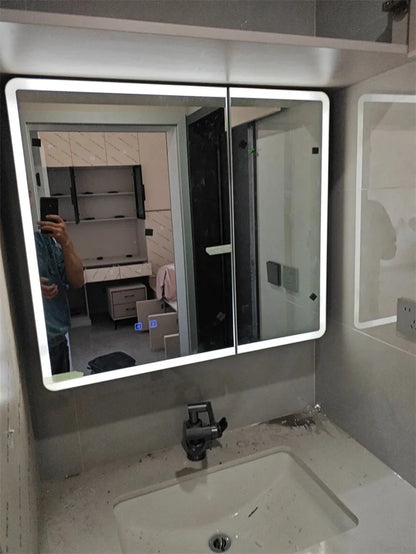 Arc-Shaped Smart Bathroom Mirror Cabinet Wall-Mounted Bathroom