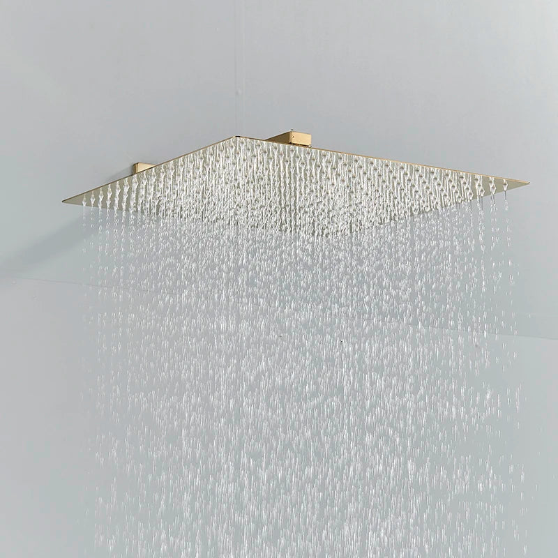 Brushed Gold Bathroom Shower Faucet Rainfall Concealed Shower
