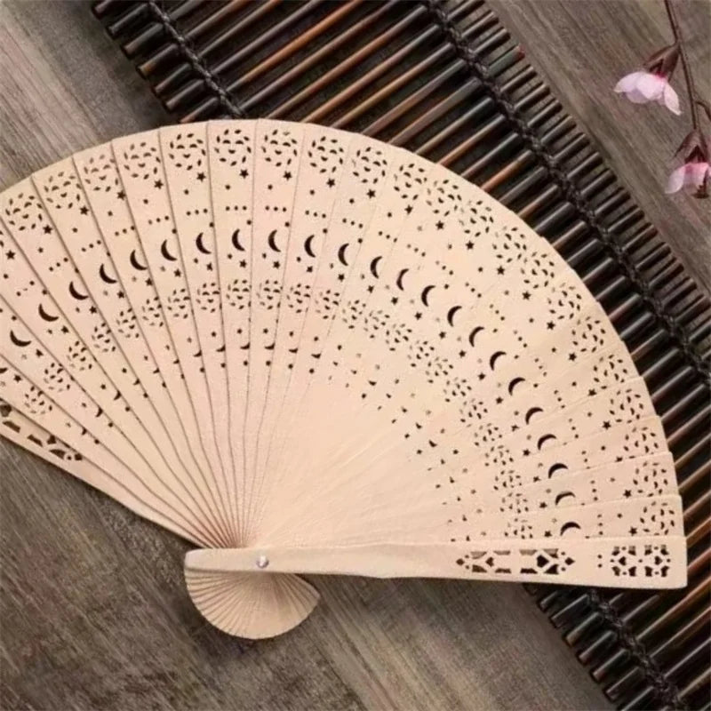 Personalized Folding Wooden Hand Fans Custom Engraved Wedding