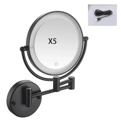 Bathroom 8-Inch Makeup Mirror Folding Rotating Telescopic Mirror