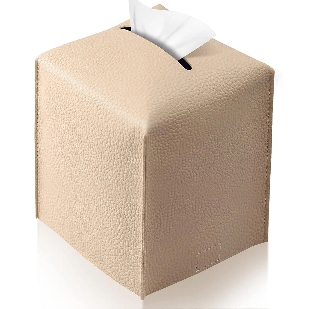 Modern Pu Leather Square Tissue Box Cover Holder-Decorative
