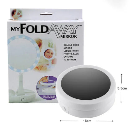 Makeup Mirror Light White Led Folding Rotating 10x
