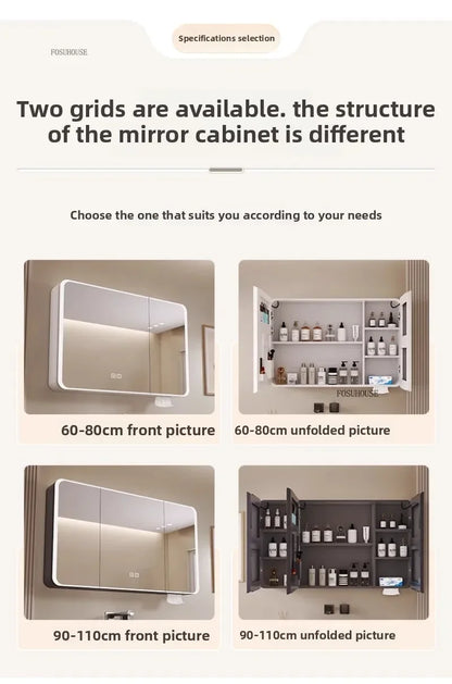 Minimalist Modern Arc-Shaped Smart Bathroom Mirror Cabinets