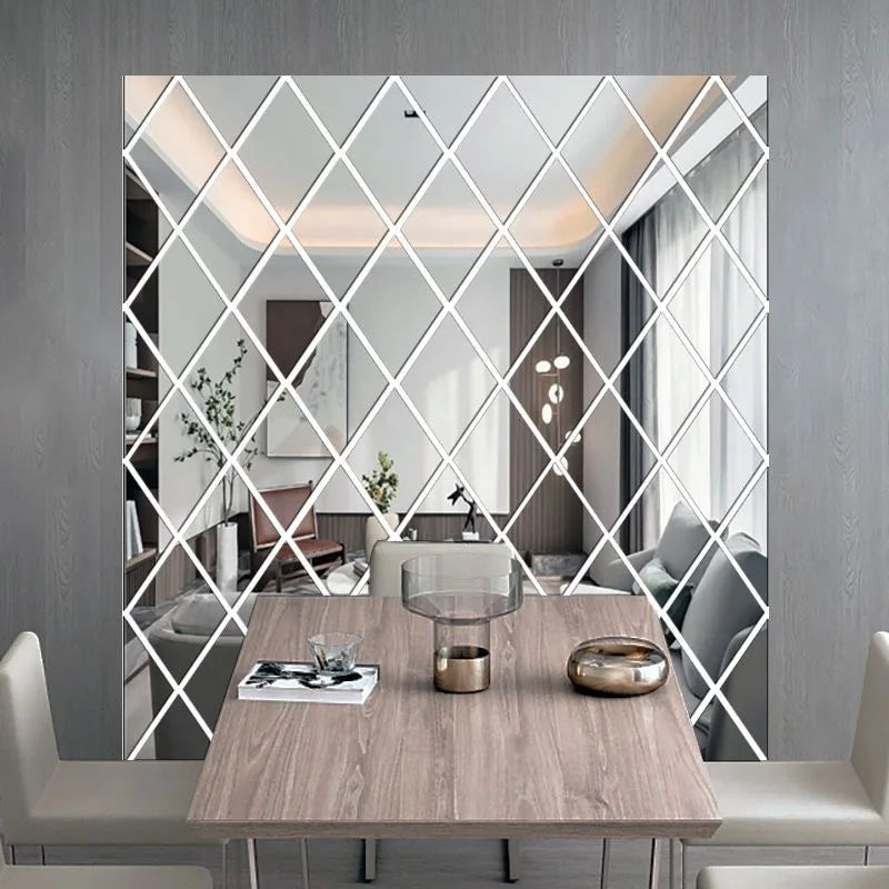 10/17/32/58pcs 3d Diamonds Mirror Stickers Acrylic Triangles