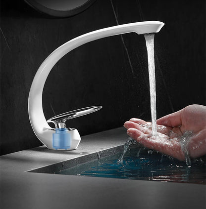 Creative Bathroom Sink Faucet Tap White Brass Wash