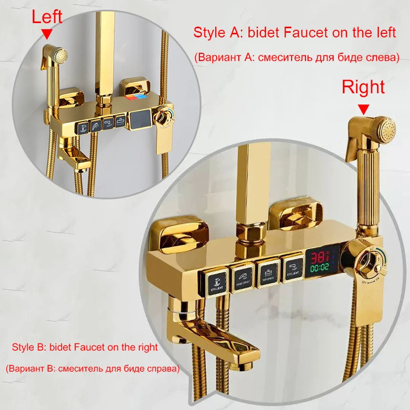 Oxg Golden Thermostatic Shower Faucet Bathroom Faucet Digital