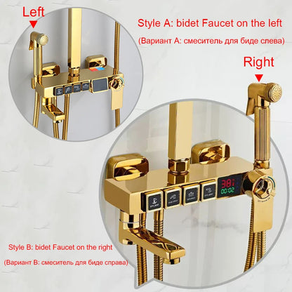 Oxg Golden Thermostatic Shower Faucet Bathroom Faucet Digital