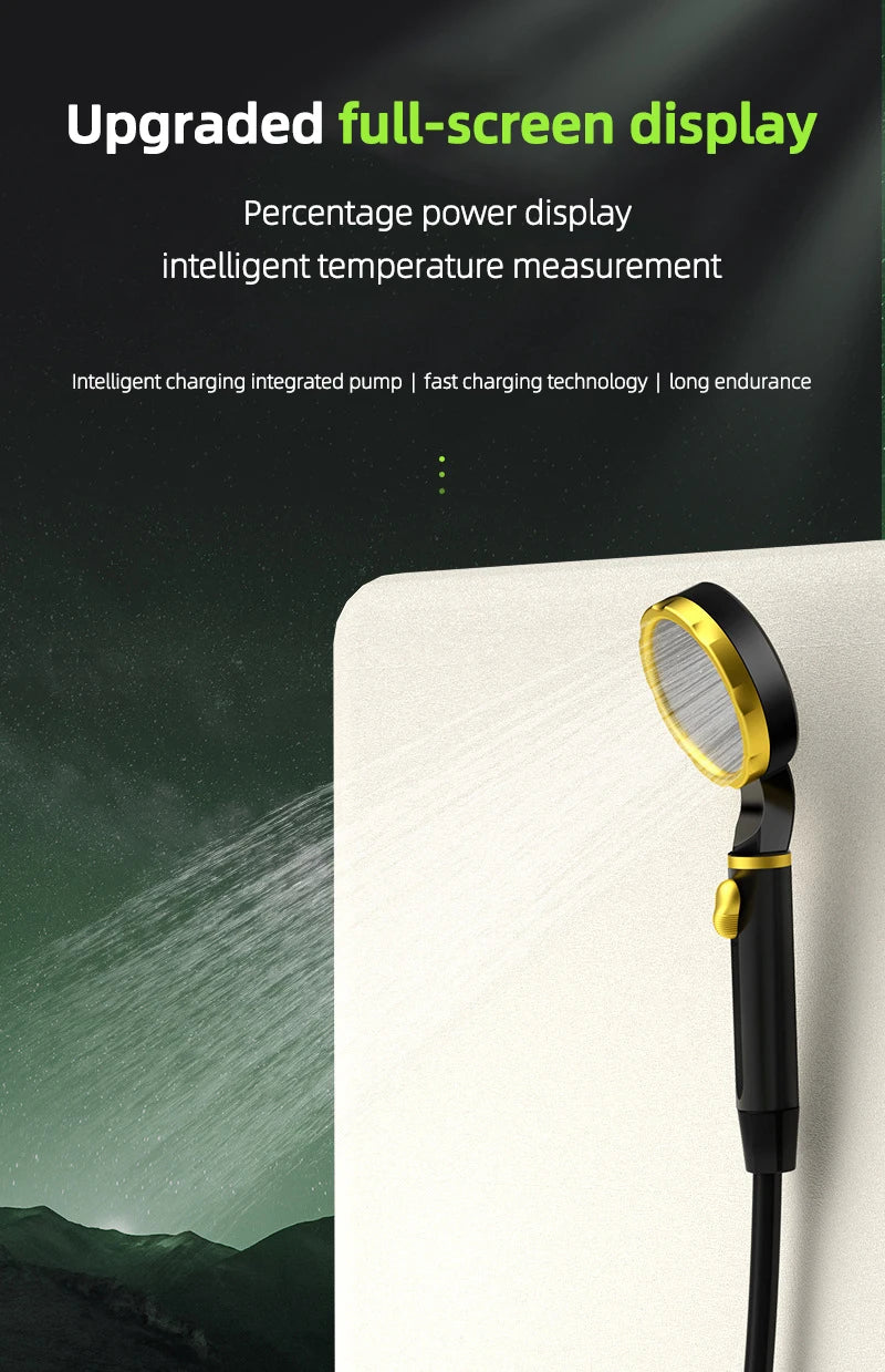 Camping Shower Equipment 6000mah Rechargeable Led Display Screen