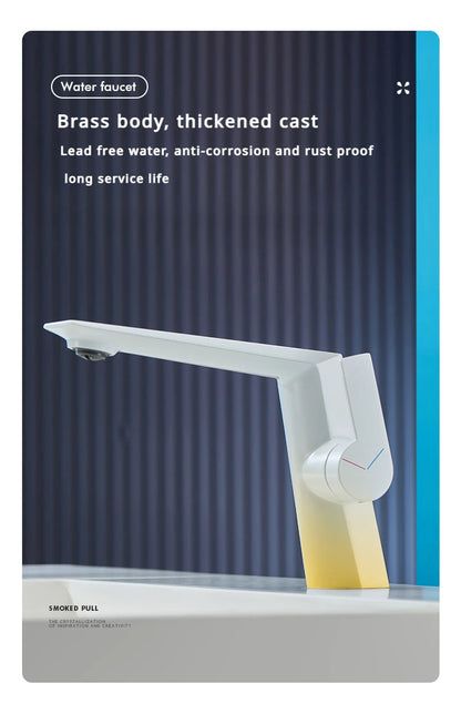 Brass Main Sink Faucet White Bathroom Cold Sink