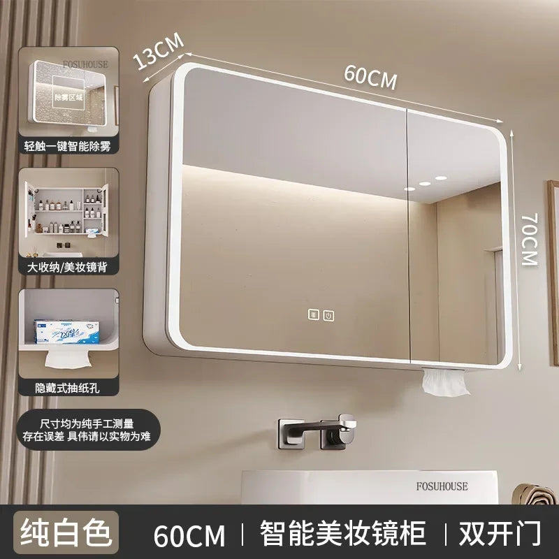 Minimalist Modern Arc-Shaped Smart Bathroom Mirror Cabinets