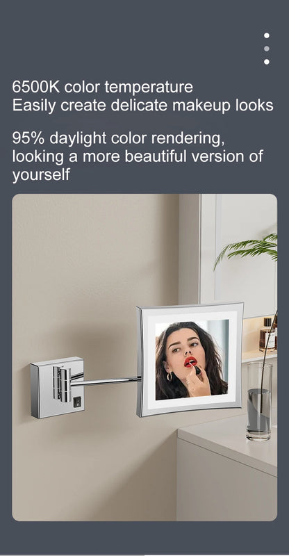 Square Touch Bathroom Mirror Wall Mounted Lighted Bathroom