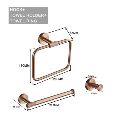 Brushed Rose Gold Brass Knurling Toilet Brush Holder