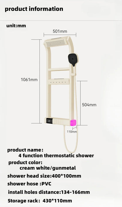 Multi-Function Thermostatic Shower System Digital Display High