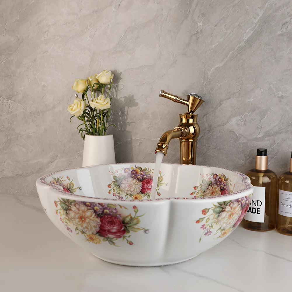 Zappo Above Counter Ceramic Vessel Sink Bathroom Round