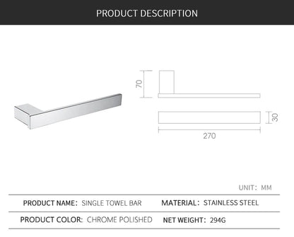 Stainless Steel Bathroom Wall Shelf Towel Bar Rack