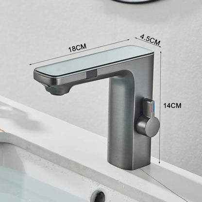 Gray Smart Daul Sensor Bathroom Basin Faucet Cold