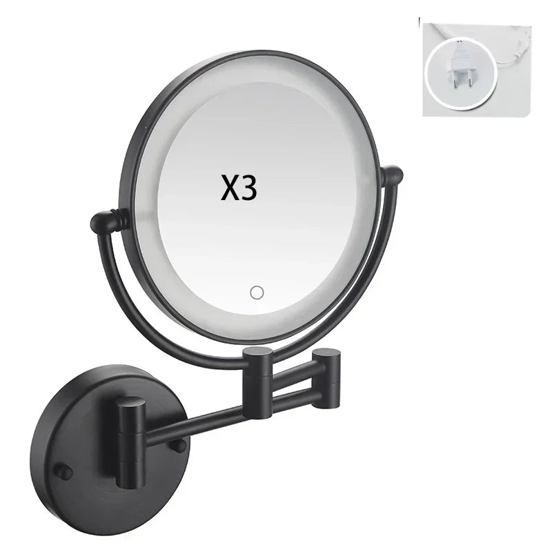 Bathroom 8-Inch Makeup Mirror Folding Rotating Telescopic Mirror